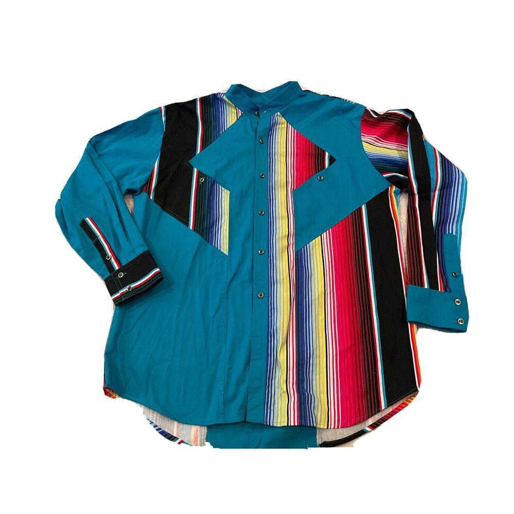 Vintage Gil Adam serape long sleeve mens button up western cowboy shirt size M